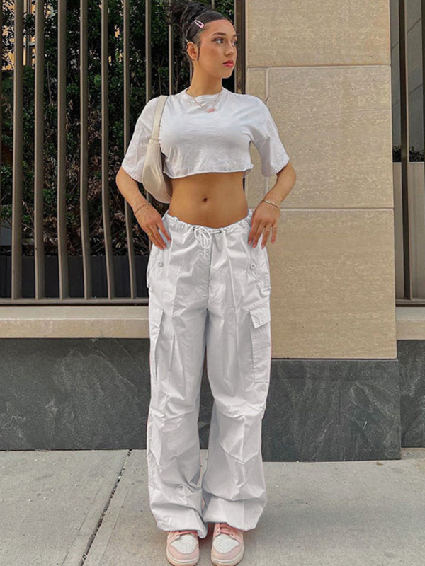 Large size loose straight overalls women's high waist wide leg casual pants Shello Creative Boutique
