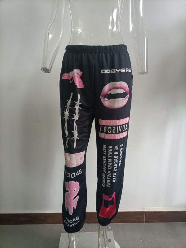 New print fashion elastic waist sports casual harem pants Shello's Creative Boutique