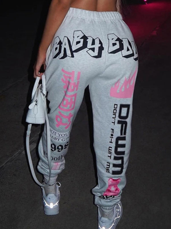 New print fashion elastic waist sports casual harem pants Shello's Creative Boutique