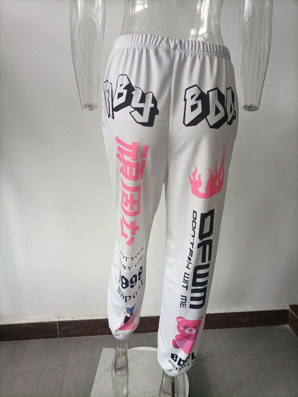 New print fashion elastic waist sports casual harem pants Shello's Creative Boutique