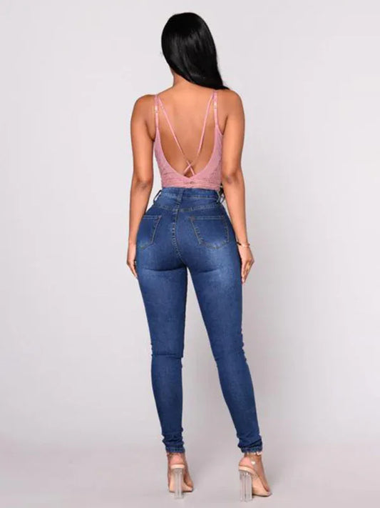 Women's Slim High Stretch Denim Pencil Pants – SleekStretch Series - Shello's Creative Boutique