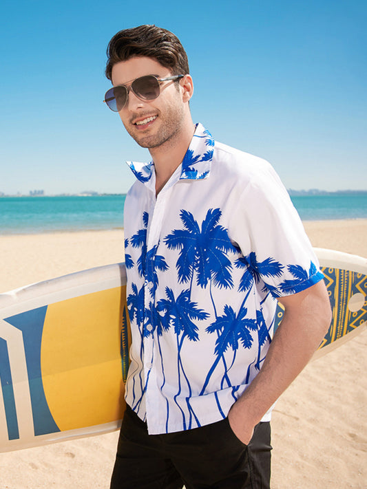 Summer new seaside casual Hawaiian short-sleeved shirt men's beach seaside Shello's Creative Boutique