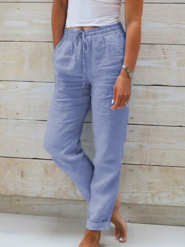 Women's Elastic Waist Solid Color Wide Leg Pants Loose Trousers Shello's Creative Boutique