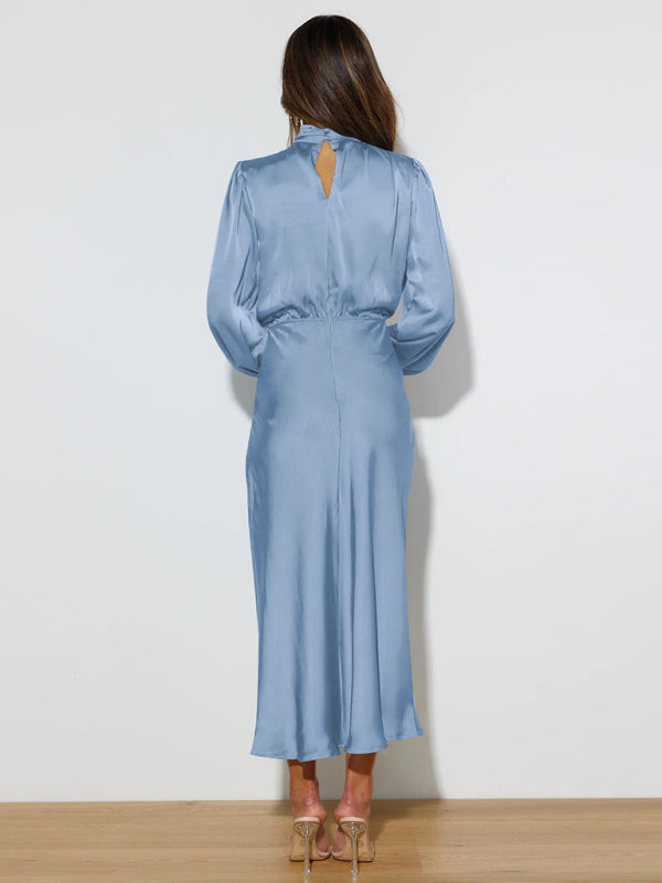 Elegant elegant women's satin long sleeve loose dress Shello Creative Boutique