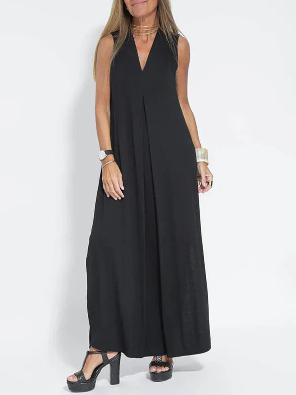 Women's V-neck Pullover Dress – Timeless Elegance for Any Season - Shello's Creative Boutique