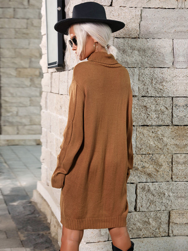 New mid-high collar solid color sweater skirt (belt not included) Shello's Creative Boutique