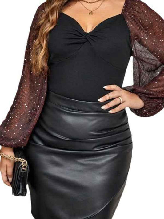 Women Plus Size V-Neck Shirt - Slim Fit Top for Confident Style - Shello's Creative Boutique