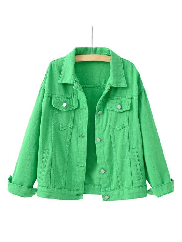 Women's New Colorful Large Size Denim Jacket - Shello's Creative Boutique