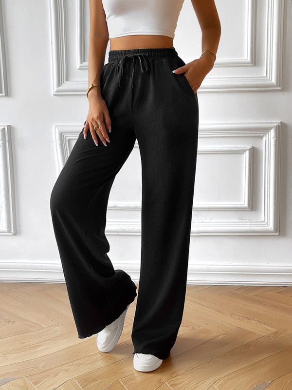 Fashion women's new loose casual solid color wide leg trousers Shello's Creative Boutique