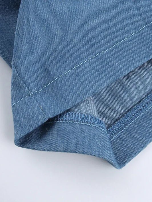 One-Shoulder Fur-Trimmed Hip-Hugging Denim Dress - Shello's Creative Boutique