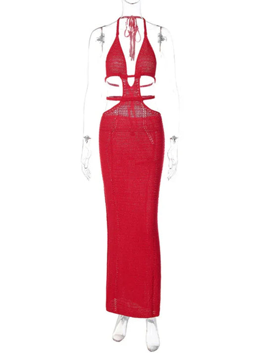 New Sexy Street Style Dress with Halter Neck and Lace-Up Design - Shello's Creative Boutique