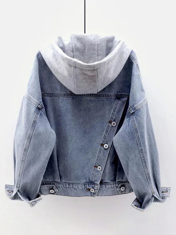 Women's Hooded Large Pocket Denim Jacket - Shello's Creative Boutique