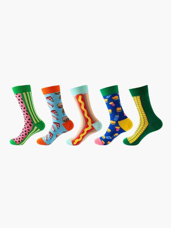 New basketball Christmas fun pattern mid-calf socks (a variety of colors to choose from) 5 pairs