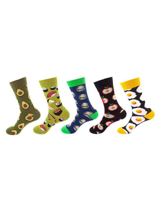 New basketball Christmas fun pattern mid-calf socks (a variety of colors to choose from) 5 pairs