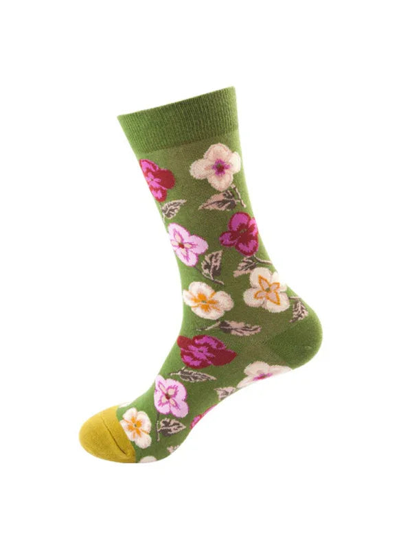 Floral Pattern Casual Knit Women's Socks - Shello's Creative Boutique