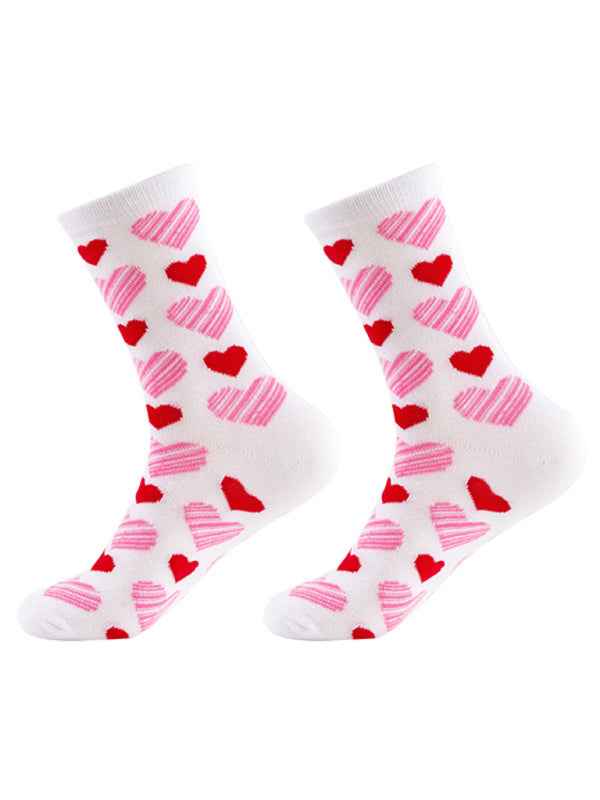 New Valentine's Day Series Mid-calf Socks Knitted Jacquard Cotton Socks Heart Pattern