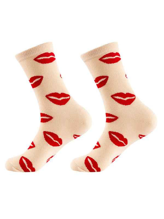New Valentine's Day Series Mid-calf Socks Knitted Jacquard Cotton Socks Heart Pattern