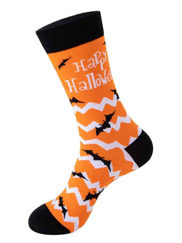 New Trendy Halloween Socks Mid-Tube Skull Vampire Pumpkin Bat Funny Socks