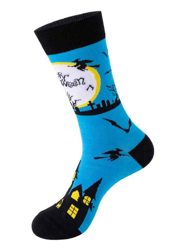 New Trendy Halloween Socks Mid-Tube Skull Vampire Pumpkin Bat Funny Socks