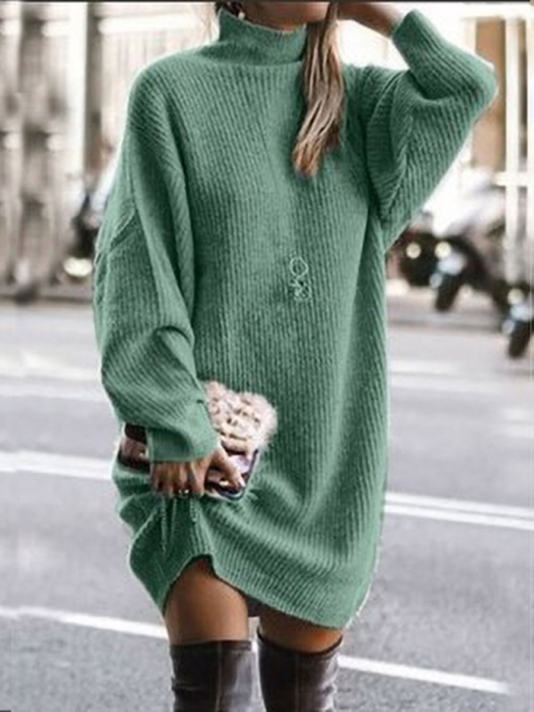Women's new casual loose long-sleeved mid-length sweater dress Shello's Creative Boutique