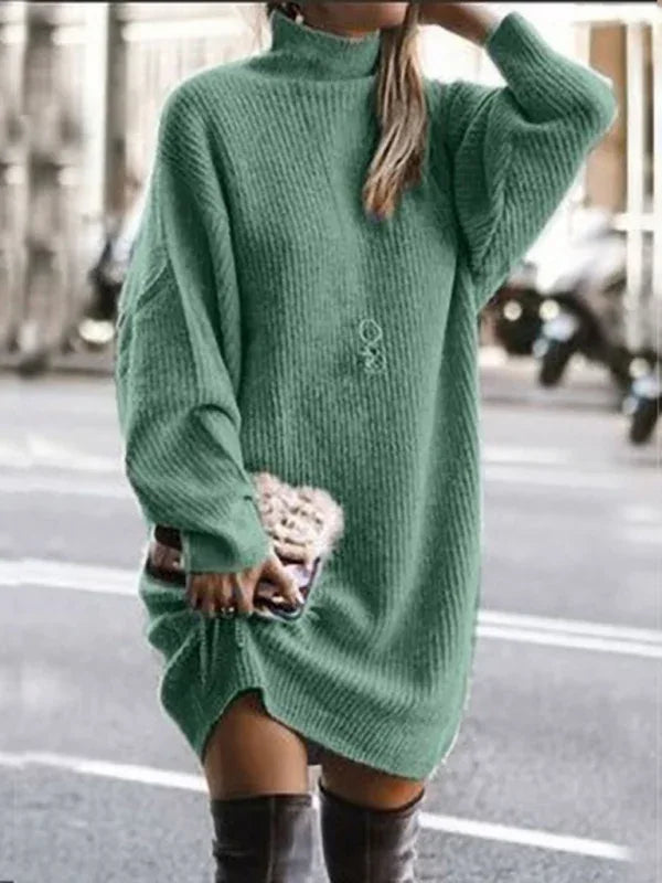 Women's New Casual Loose Long-Sleeved Mid-Length Sweater Dress – Shello Creative Boutique - Shello's Creative Boutique