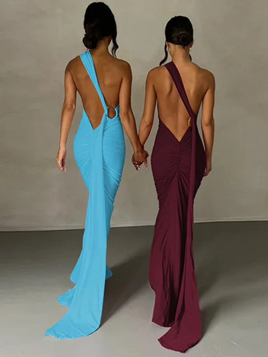 Feminine Backless Pleated Slim Fit Sleeveless Dress | Graceful & Chic Summer Fashion - Shello's Creative Boutique