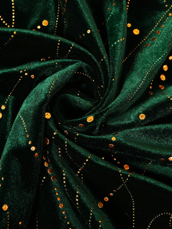 Three-quarter sleeve mermaid high-low hem maxi velvet dress Shello's Creative Boutique