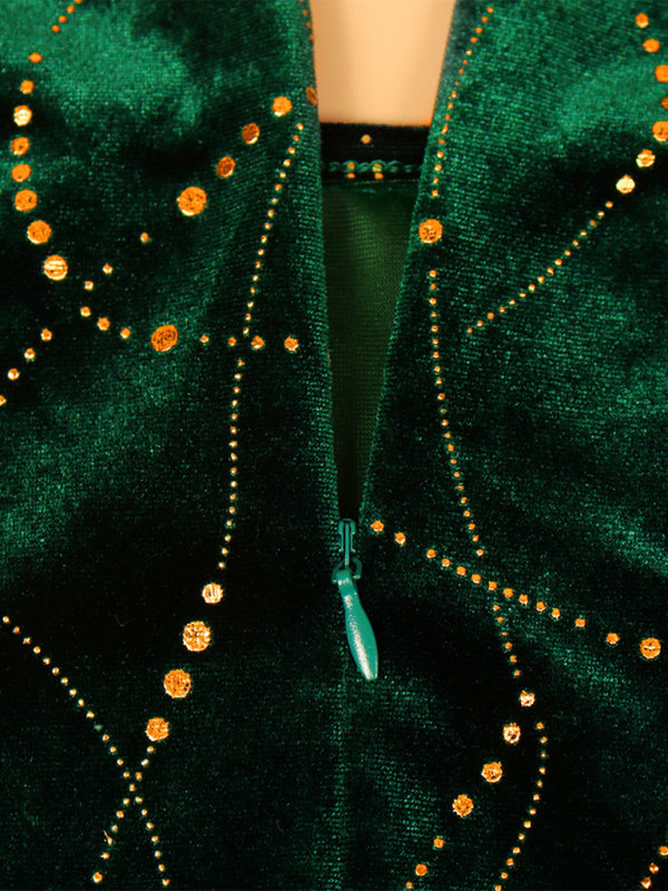 Three-quarter sleeve mermaid high-low hem maxi velvet dress Shello's Creative Boutique