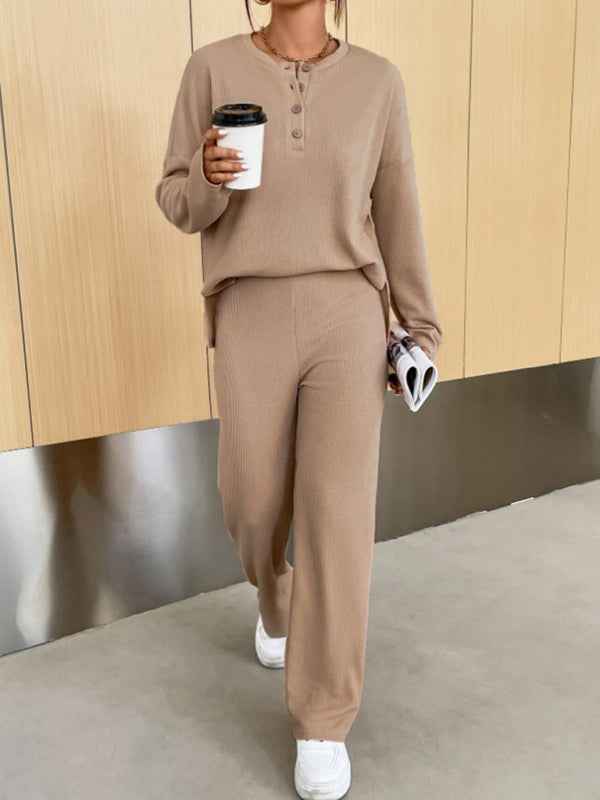 Casual Knit Two-Piece Pants Set