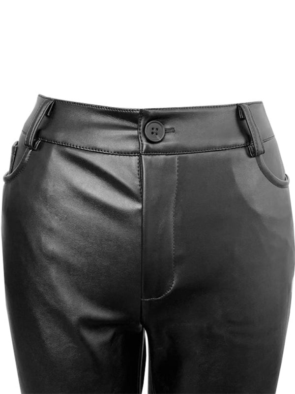 High waist slimming tight women's PU pants Shello Creative Boutique