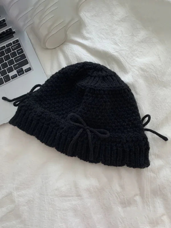 New Women’s Knitted Bow Fisherman Hat - Stylish and Cozy Accessory for Any Outfit - Shello's Creative Boutique