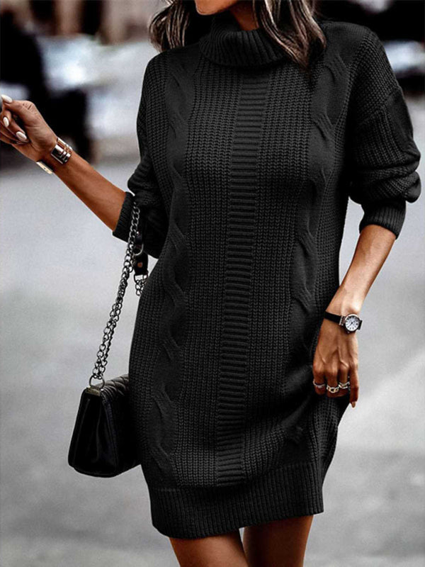 Women's Mid-Length Turtleneck Long Sleeve Sweater Dress Shello's Creative Boutique