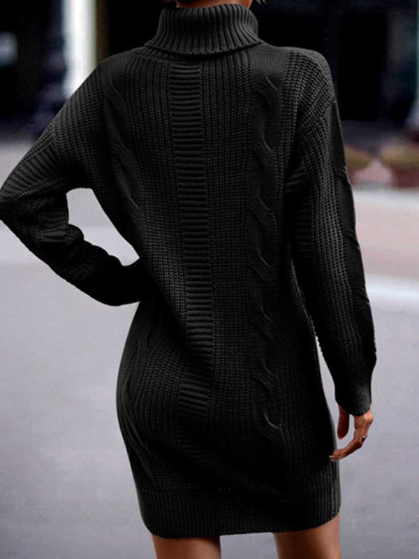 Women's Mid-Length Turtleneck Long Sleeve Sweater Dress Shello's Creative Boutique