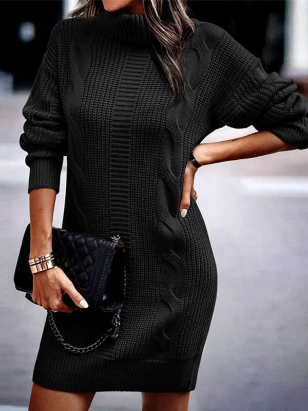 Women's Mid-Length Turtleneck Long Sleeve Sweater Dress Shello's Creative Boutique
