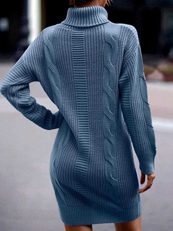 Women's Mid-Length Turtleneck Long Sleeve Sweater Dress Shello's Creative Boutique