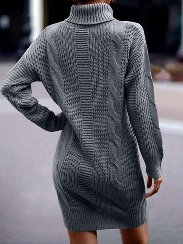Women's Mid-Length Turtleneck Long Sleeve Sweater Dress Shello's Creative Boutique