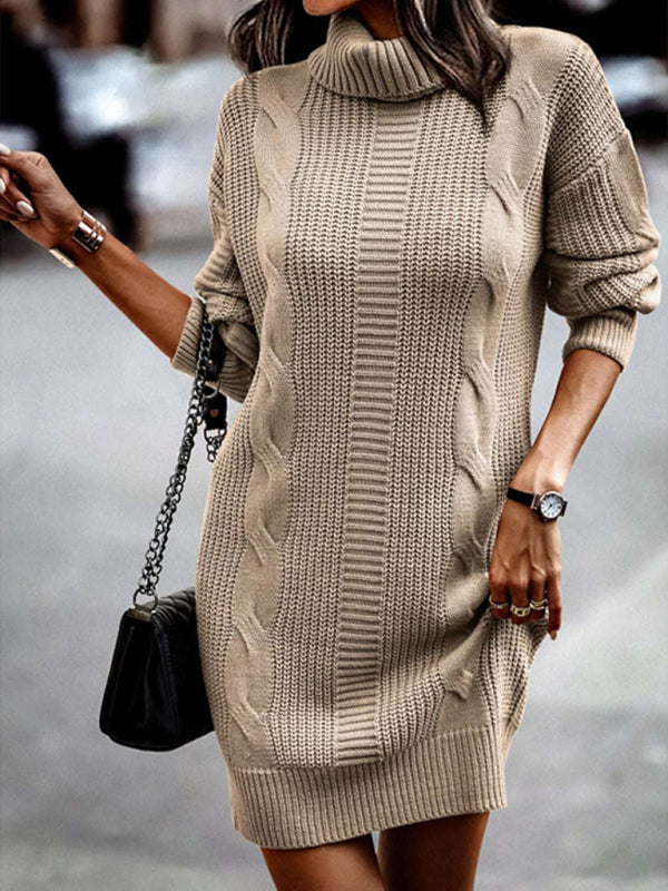 Women's Mid-Length Turtleneck Long Sleeve Sweater Dress Shello's Creative Boutique