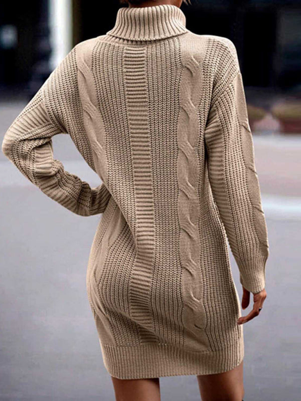 Women's Mid-Length Turtleneck Long Sleeve Sweater Dress Shello's Creative Boutique