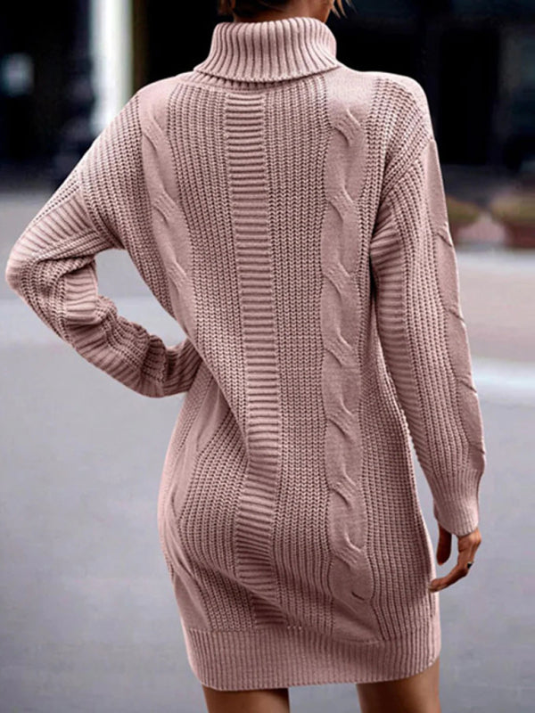 Women's Mid-Length Turtleneck Long Sleeve Sweater Dress Shello's Creative Boutique