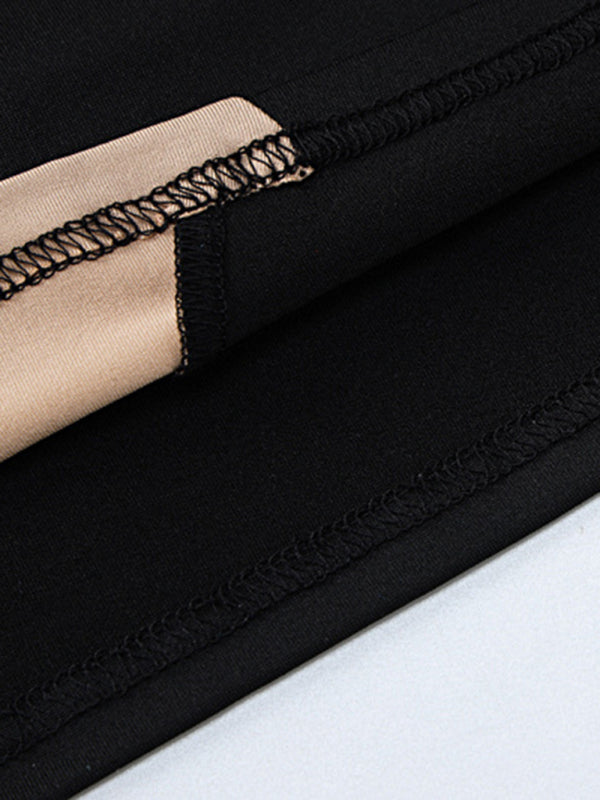 Spliced hollow round neck long-sleeved slim dress Shello's Creative Boutique