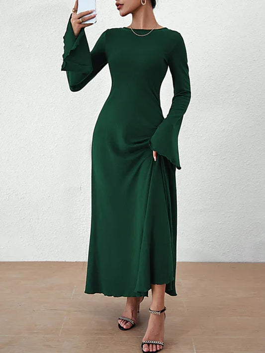 Women's Backless Lace-Up Bell Sleeve Dress – Effortless Elegance for Every Season - Shello's Creative Boutique