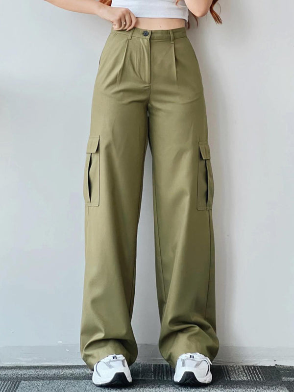 Versatile casual pants, mid-rise three-dimensional pocket trousers, waist-cinching overalls Shello's Creative Boutique