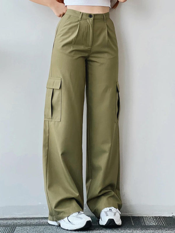 Versatile casual pants, mid-rise three-dimensional pocket trousers, waist-cinching overalls Shello's Creative Boutique