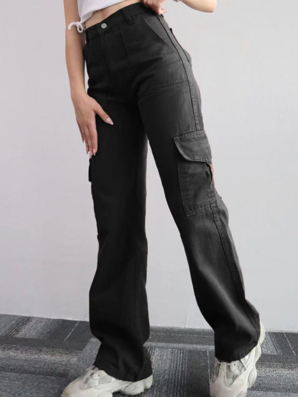 Versatile casual pants, mid-rise three-dimensional pocket trousers, waist-cinching overalls Shello's Creative Boutique