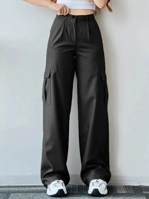 Versatile casual pants, mid-rise three-dimensional pocket trousers, waist-cinching overalls Shello's Creative Boutique