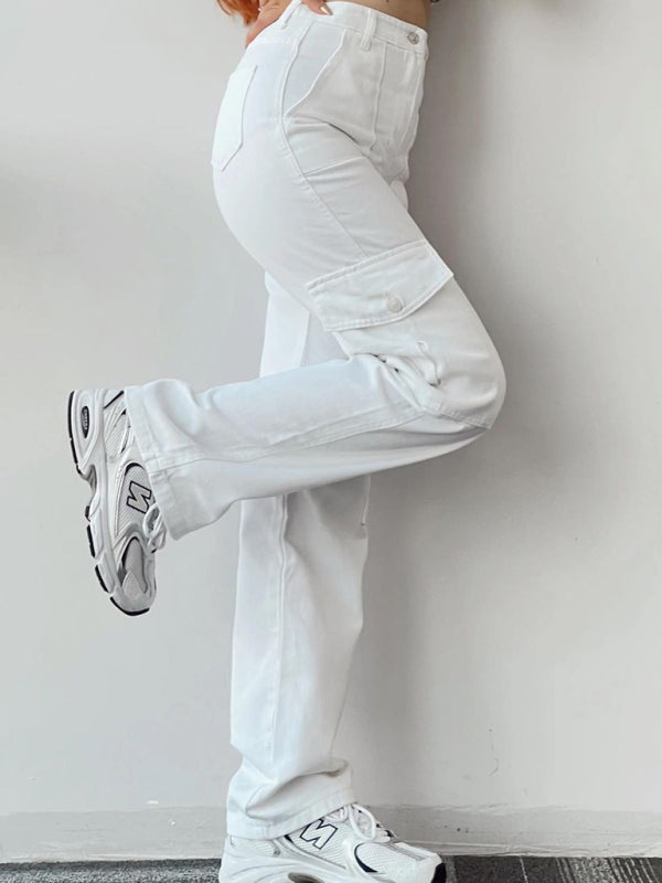 Versatile casual pants, mid-rise three-dimensional pocket trousers, waist-cinching overalls Shello's Creative Boutique