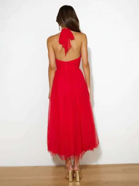 New Style Halter Neck Mesh Turtleneck Dress - Shello's Creative Boutique