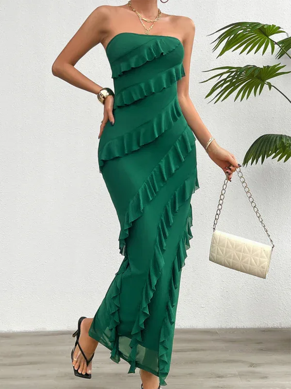 Spring and Summer Solid Color Slim Fit Tube Top Dress – Minimalist Chic with a Flattering Fit! - Shello's Creative Boutique