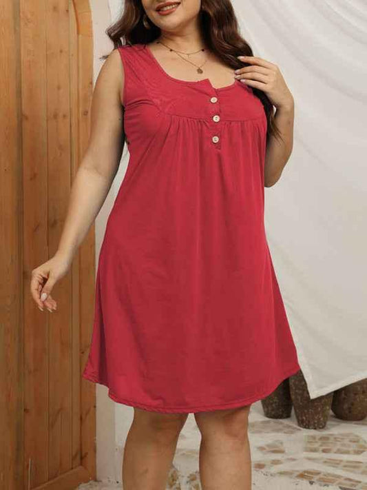 Large Size Loose Casual Buttoned Vest Dress for Effortless Spring-Summer Style - Shello's Creative Boutique