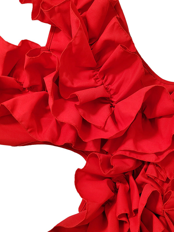 Women's new sleeveless pleated backless mini dress irregular curling sexy dress Shello's Creative Boutique